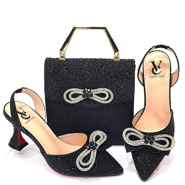 Ltalian Bröllop Skor & väskor Set Hot black 40