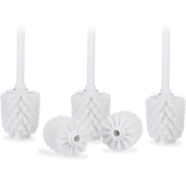 5-pack Toalettborsthuvuden, Bulk Toalettborstar med 12mm Gänga, Ersättningsborsthuvuden 8cm Diameter, Vit