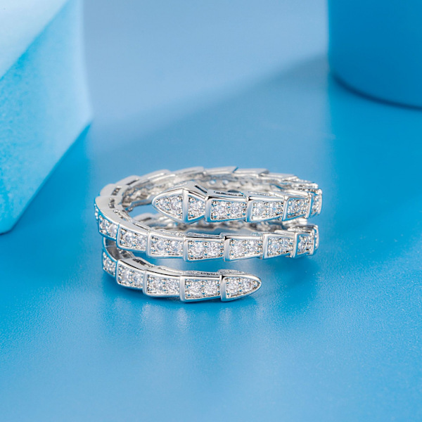 Silverring med tre varv, ormring i vitguld inklusive presentask, jul