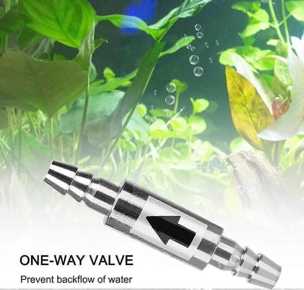 2 ST CO2 Enkelriktningsventiler, CO2 Rostfritt Stål Backventil för CO2-ledning 4/6mm Slangregulator Diffusor Akvarium CO2-System
