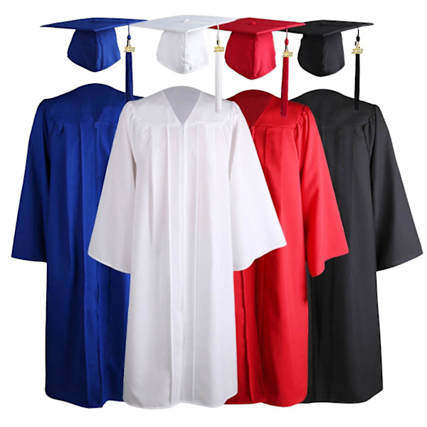 1 Set Examenklänning Hatt Tofs Dragkedja Akademisk Klädsel Red 3XL