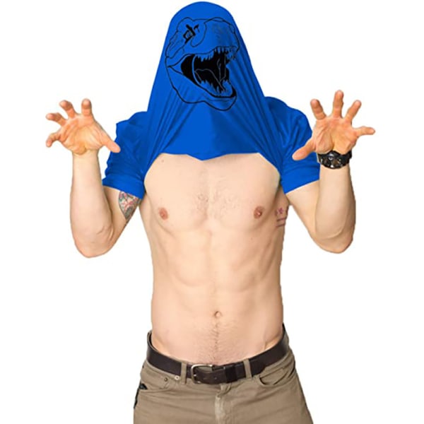 Fråga mig om min t-rex Dinosaur Flip T-shirt Maskerad T-shirt Blue XXXXL