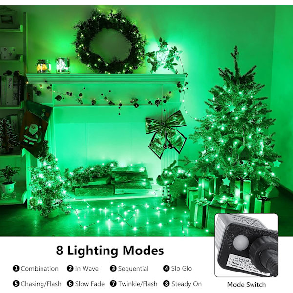 Färgskiftande Julbelysning, 82 meter 800 LED Varmvit & Flerfärgad Green