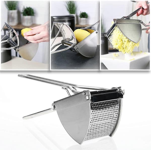 Potatispress i rostfritt stål, diskmaskinsäker - längd 30 cm (Rostfritt stål - ergonomiskt handtag)