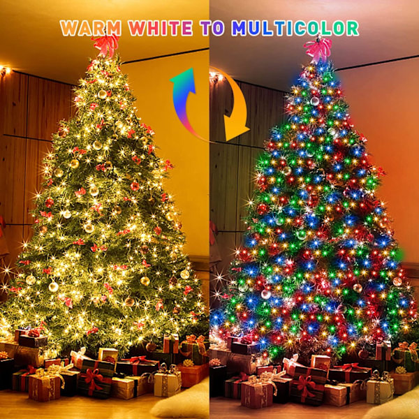 200 LED Flerfärgade Julbelysning Utomhus Vattentät, Utbyggbar 20m Warm White to Multicolor Connectable 200 LED