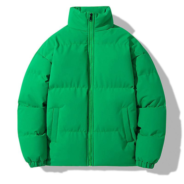 Läsbar vinterjacka för män Casual Oversize stativkrage Tjock Ja grön M