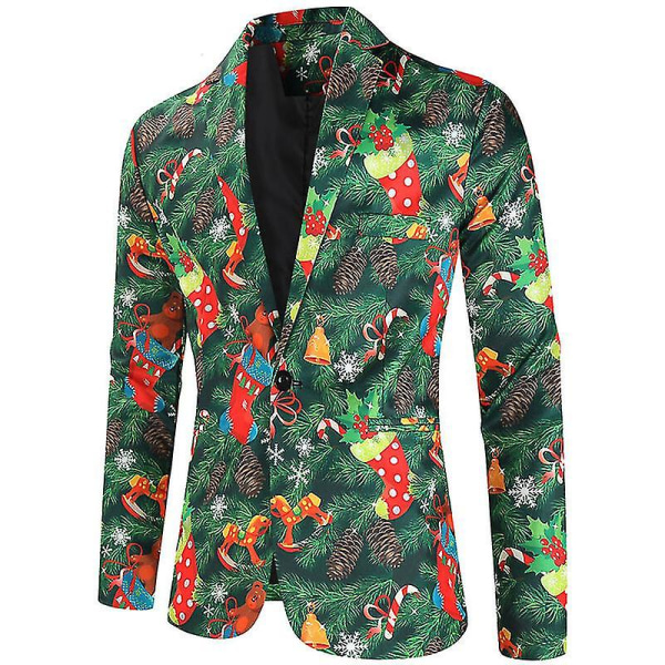 Julkavajjackor för män, Casual One Button Xmas Suit Blazer COLOR 1 2XL