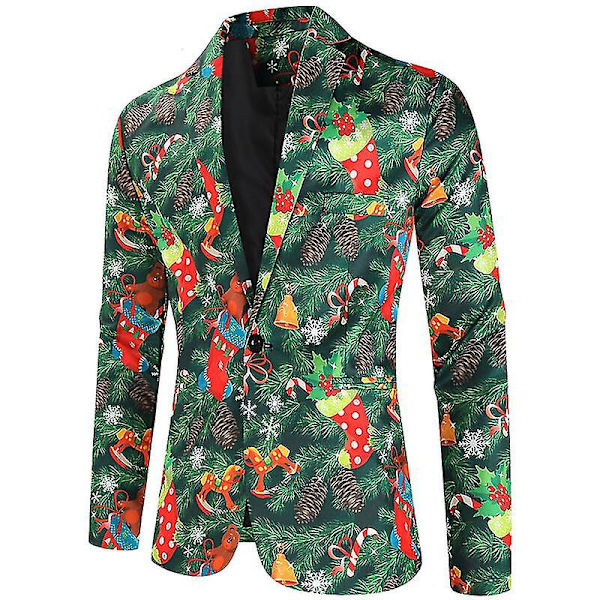 Julkavajjackor för män, Casual One Button Xmas Suit Blazer COLOR 1 L