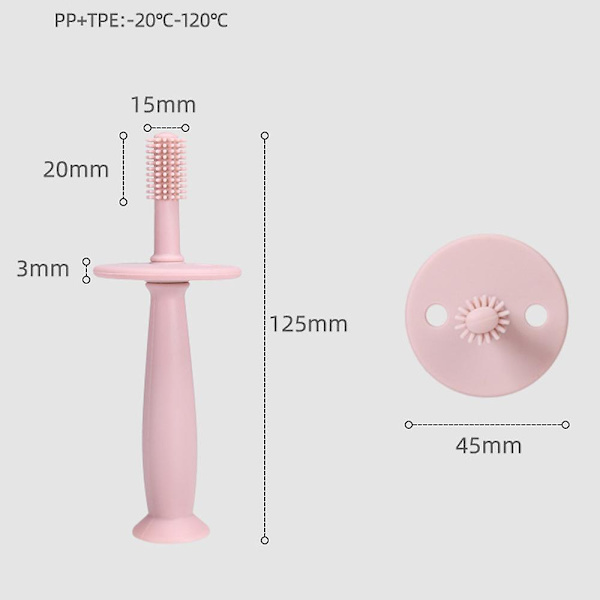 Mjuk silikontandborste för barn Baby Tandvård Munvård Tänder Rengör Pink