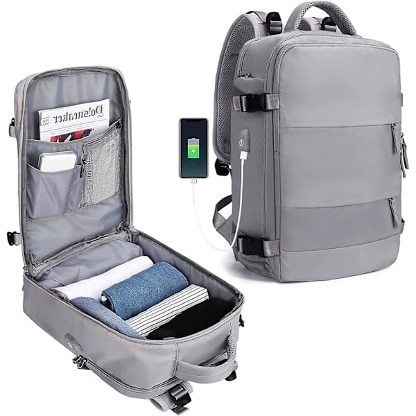 Stor Reseryggsäck Kvinnor, Kabinväska Ryggsäck Män, Vandringsryggsäck 17 inch Laptops A7-grey (Small)