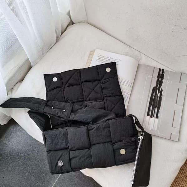 Puffervävd Väska Bomull Kassett Vadderade Designer Crossbody Väskor