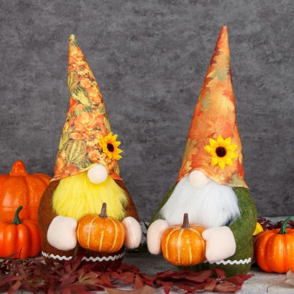Hösttomtar Plysch Thanksgiving Dekorationer Pumpa Set om 2