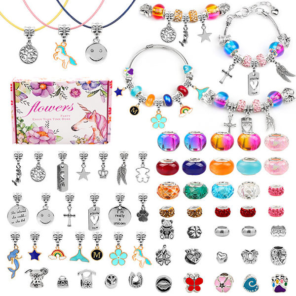 Cartoon Rosa DIY-set Handgjort Smycke Barnarmband Exquis 66pcs (4cm box height)