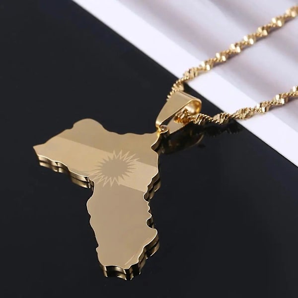 Halsband med Kurdistan-karta i rostfritt stål, guld, trendigt kedjehänge med kurdisk flaggkarta