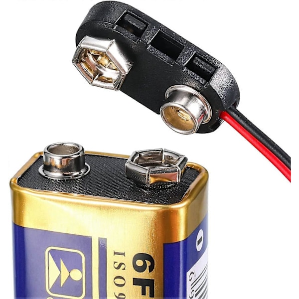 20 Stycken 9V Batteriklämmor, 9V Batterikontakt, Typ I Plast Batteriklämma PP3 Batteriklämma med 150mm Kablar