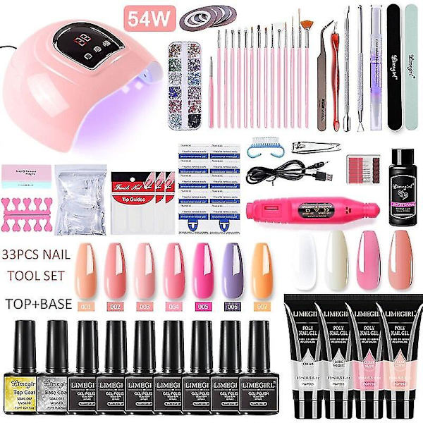 Newway Manikyrset - Gellack Kit med Nagelfräsmaskin, Nagellamp, Akrylkit zh159-1