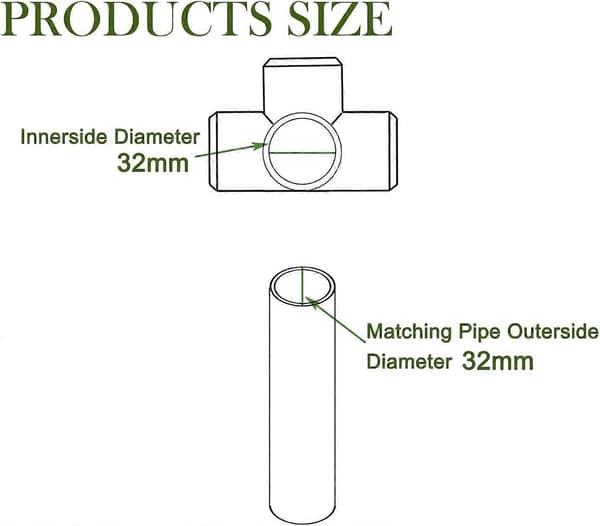 10-pack 32 mm 3-vägs PVC-kopplingar, vattenrörskopplingar, tredimensionella T-rör