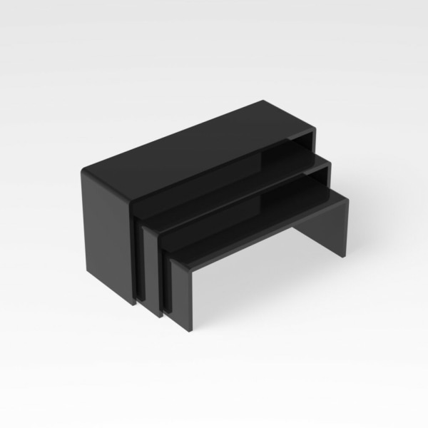3-delad akryl displayställ U-format rewelry förvaringsställ svart