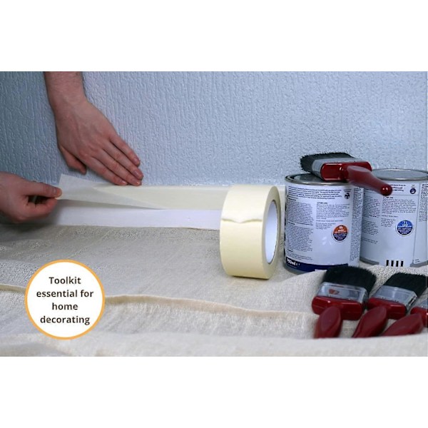2-pack Premium Bred Maskeringstejp, 20 m x 50 mm (2\") - Högkvalitativ Målar- & Dekoreringstejp - 2 Rullar