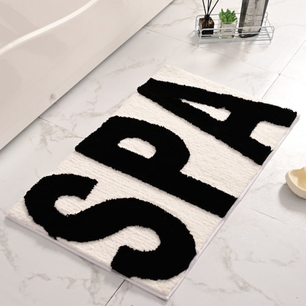 Badrumsmattor, Halksäkra Badrumsmattor, Mjuka Absorberande Söta Badrumsmattor, Maskintvättbara Snabbtorkande SPA Black