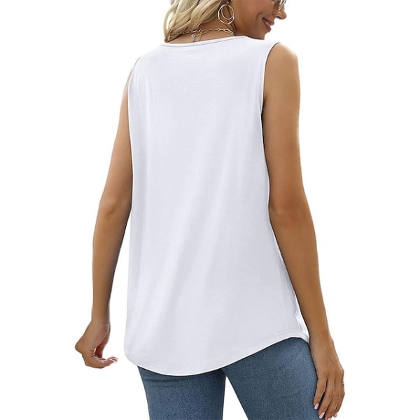 Tanktopp för kvinnor, veckad, enfärgad, enkel, fyrkantig hals, ärmlös Grey L