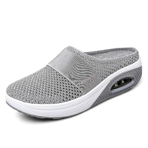 Luftkudde Vandringsskor Andningsbara Casual Mesh Slip On Vandring Gray 36