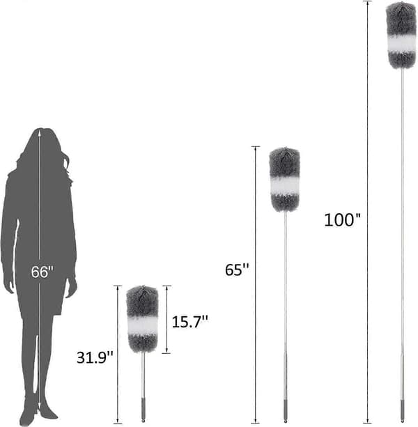 Teleskopisk Dammvippa, Dammvippa för Spindelväv, Varg Huvud 250CM Vikbart Huvud Tvättbart