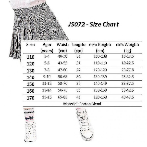 Bebetter Girls High Waisted Plisserad Dragkedja Tennis Style Skater Mini Kjol Black 100cm 1-2 Years