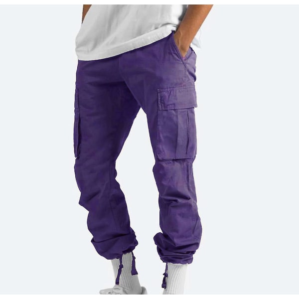 Herr Solid Casual Flera Fickor Utomhus Rak Typ Fitness M Purple