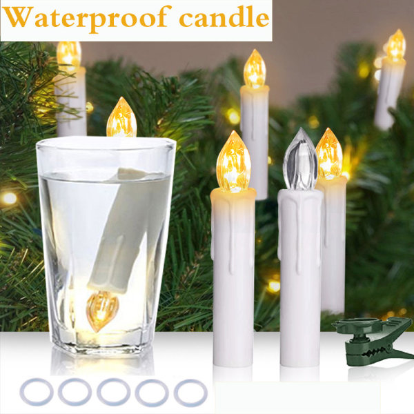 10 st Led Candles Led Fairy Tale Light Sladdlös Dimbar Candlelight Full color+12 button Beige