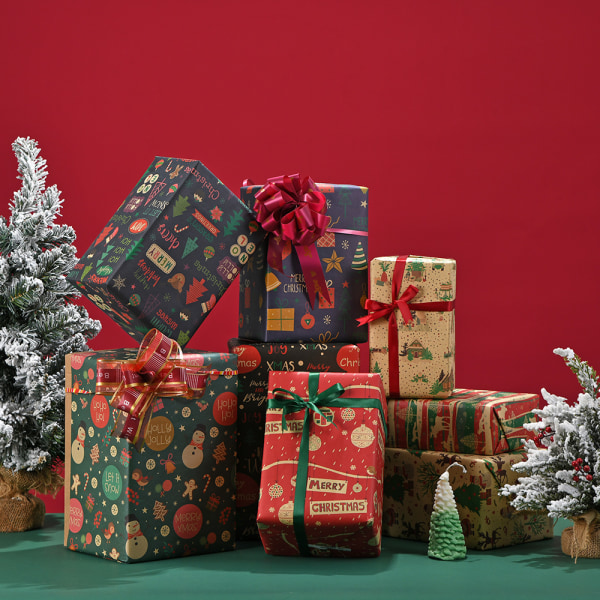 10 st nya julklappspapper för julparty Christmas gift