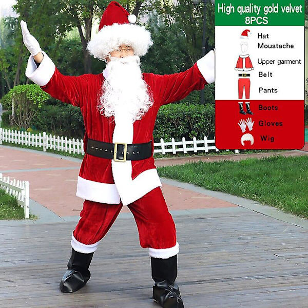 6st/lot jultomtekostym fäst hatt män Cosplay Fancy 8pcs-A One Size