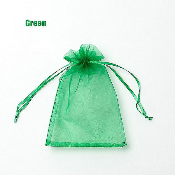100 st 22 Färger 7x9 9x12 10x15 13x18 Cm Ritade Organzabägare Smycken green 10x15cm 100pcs