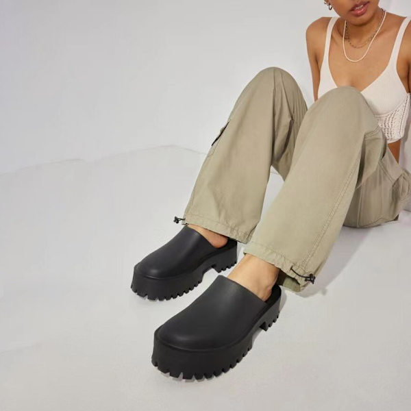 Kvinnors plattform Mules Colgs,Slip on Wedge Tjock sula Colg Tofflor Söt mode semester klackade plattformade sandaler Vatten Strand Komfort Mjuk Sko Black 38