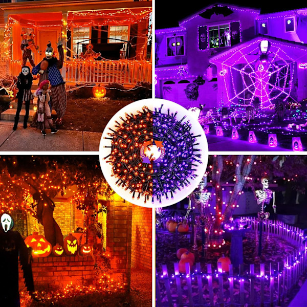 200 LED Flerfärgade Julbelysning Utomhus Vattentät, Utbyggbar 20m Orange and Purple Connectable 200 LED