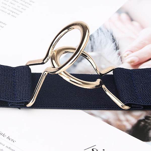 Modemetallspänne Tunn Stretchmidjebälte Randigt Elastiskt Midjeband Black