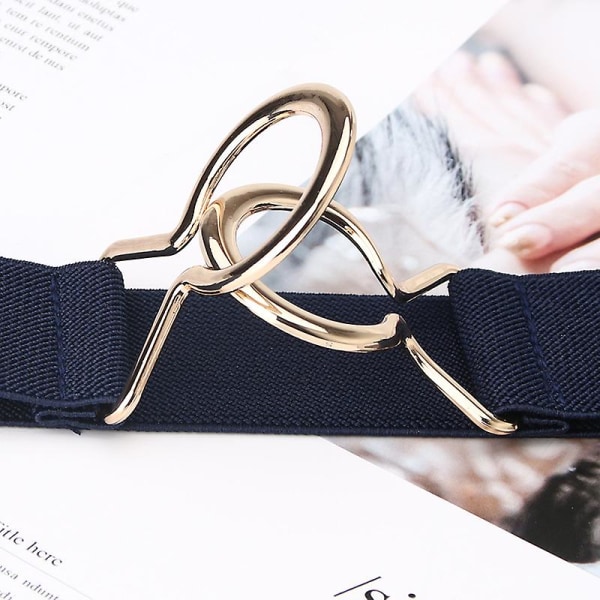 Modemetallspänne Tunn Stretchmidjebälte Randigt Elastiskt Midjeband Gray