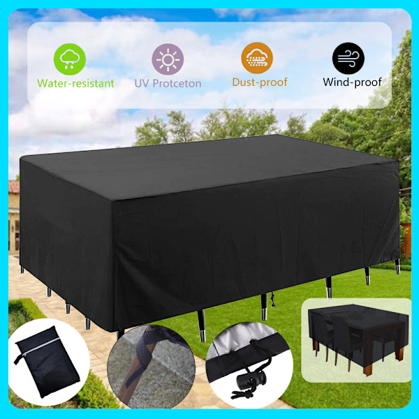 40 Storlekar Kvadratisk Patio Trädgårdsbord & Stolsset Skydd 230*147*71cm