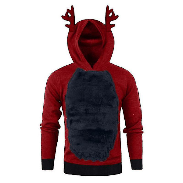 Herr Jul Huvtröja Jumper Toppar Xmas Rudolph Reindeer Pullover Red Blue 2XL