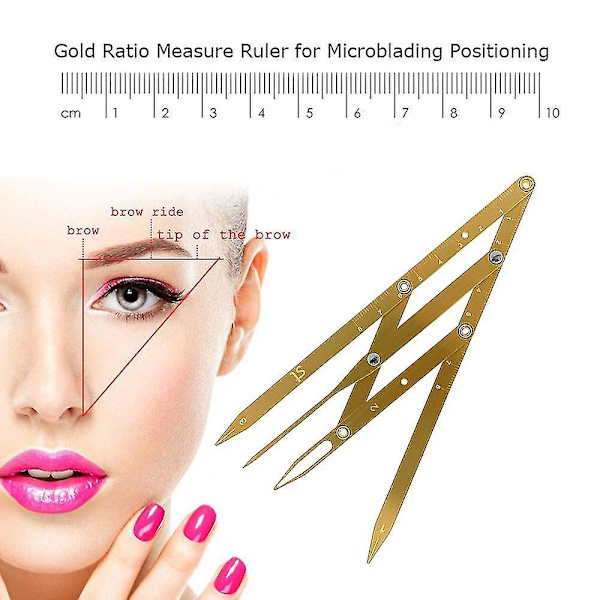 Ögonbrynslinjal Trepunktspositionering Permanent Makeup Symmetrisk Också Gold
