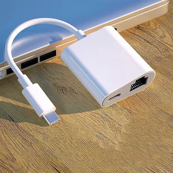 USB C till Ethernet-adapter, USB Typ C till Gigabit med Laddningsport, Thunderbolt 3 till RJ45 LAN-adapter