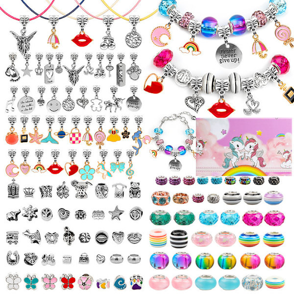 Cartoon Rosa DIY-set Handgjort Smycke Barnarmband Exquis 130pcs (1.75cm box height)