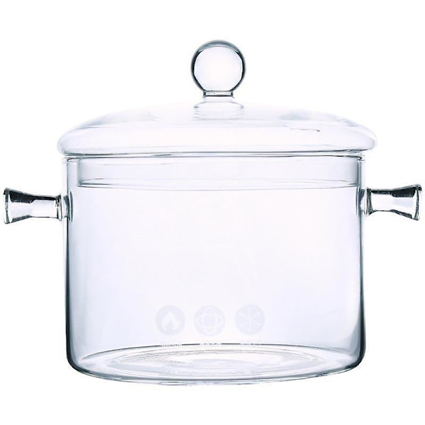 Glasgryta med lock 1,5L/50 Oz Värmebeständig Glasgryta för Spis