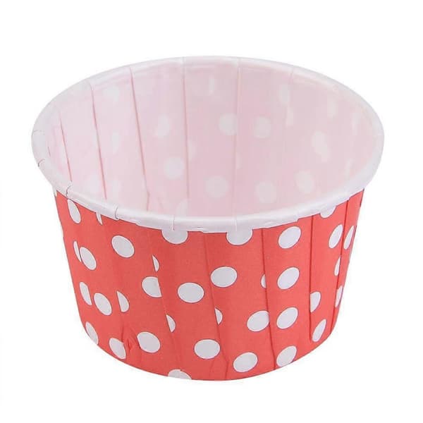 100 st Medium Runda Pappersformar Muffinsformar Bakformar Bröllop Hem Muffinsformar (Röd Prick)