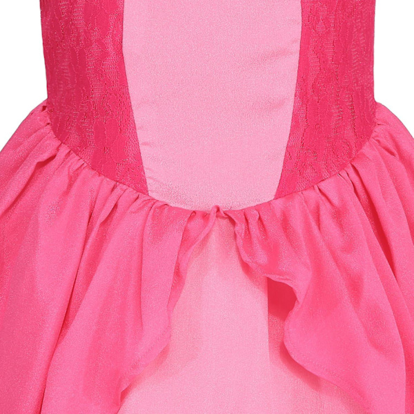 Prinsessan Peach-kostym för flickor - Rosa Halloween-festklänning med tillbehör 4-5 Years