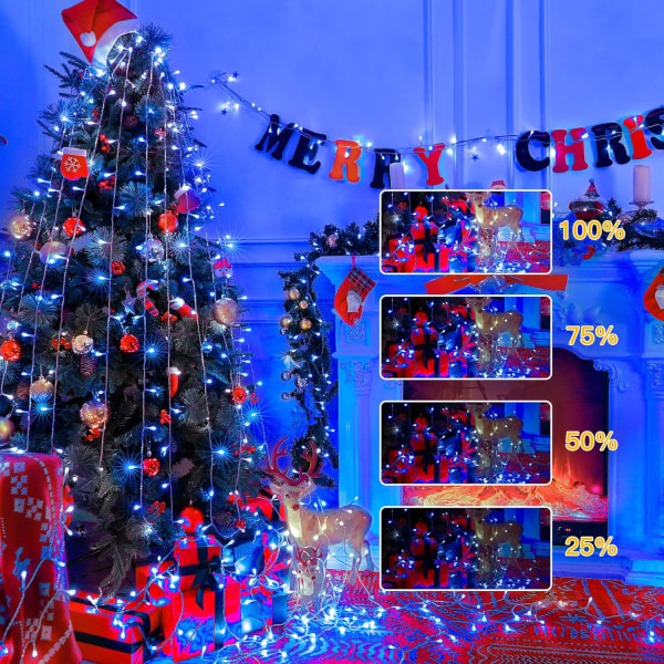 shineshine Christmas Lights 164FT/500LED, Vattentät utomhusslinga Li Blue 500 LED