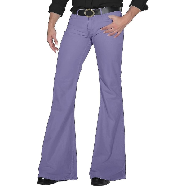 70-talsdiscobyxor för män herr jeansbyxor med klockbotten 60-tal 70-talsbyxor Vintage jeansbyxor Jeans för män 8 februari A006-light Purple X-Large