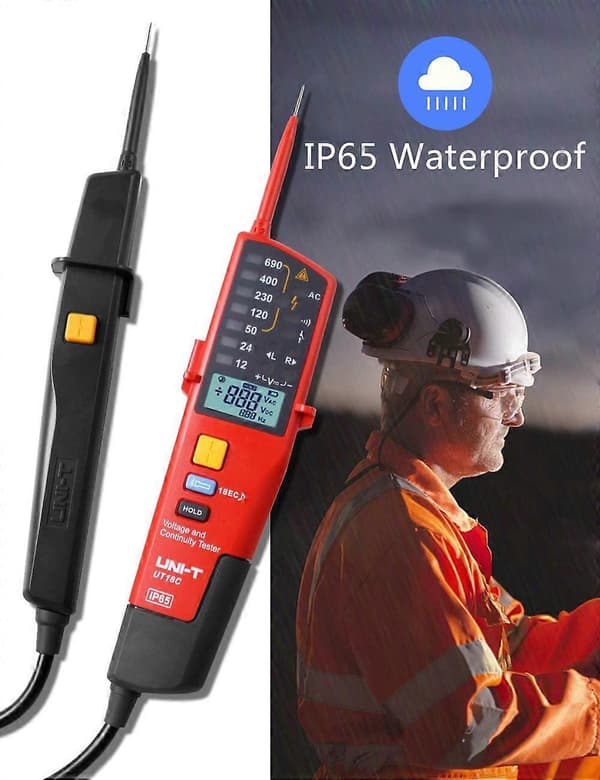 UT18C Multifunktionell Spänningstestare Vattentät Voltmeter 12V~690V AC/DC Automatiskt Område LCD LCD-Display