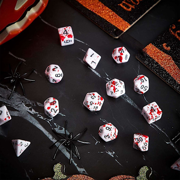 RPG DND Rollspel: Blodstänkta Polyhedrala Tärningar 7-Sats 14 Stycken
