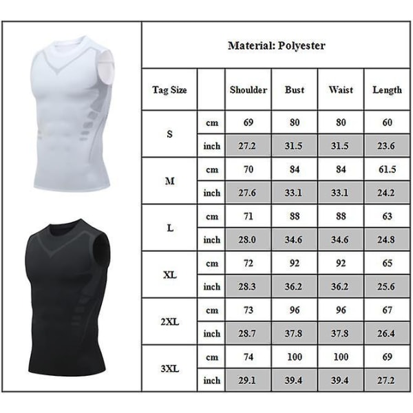Ionic Shaping Vest för män, bekväma och andningsbara sporttoppar för att bygga en perfekt kropp Black 1 2XL